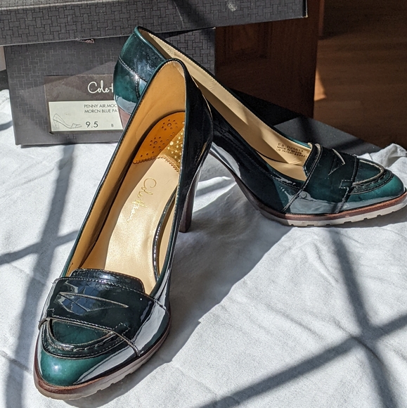 Cole Haan Nike Air sole Moroccan Blue Patent Leather Heels - Picture 7 of 11